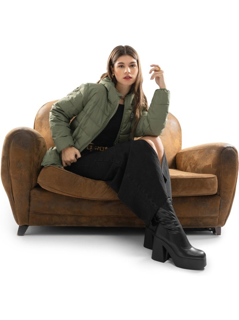 Giacca imbottita resistente all'acqua donna lifestyle donna sval-w Verde - Kiabi