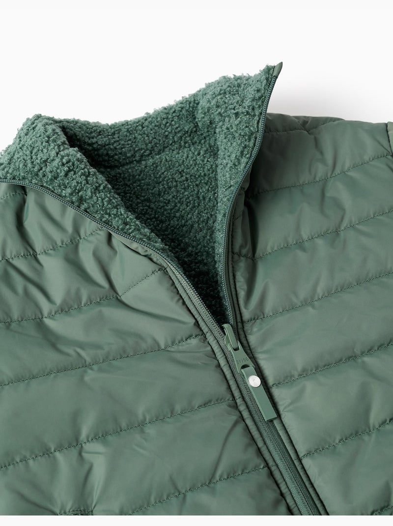Giacca imbottita reversibile con sherpa Verde scuro - Kiabi