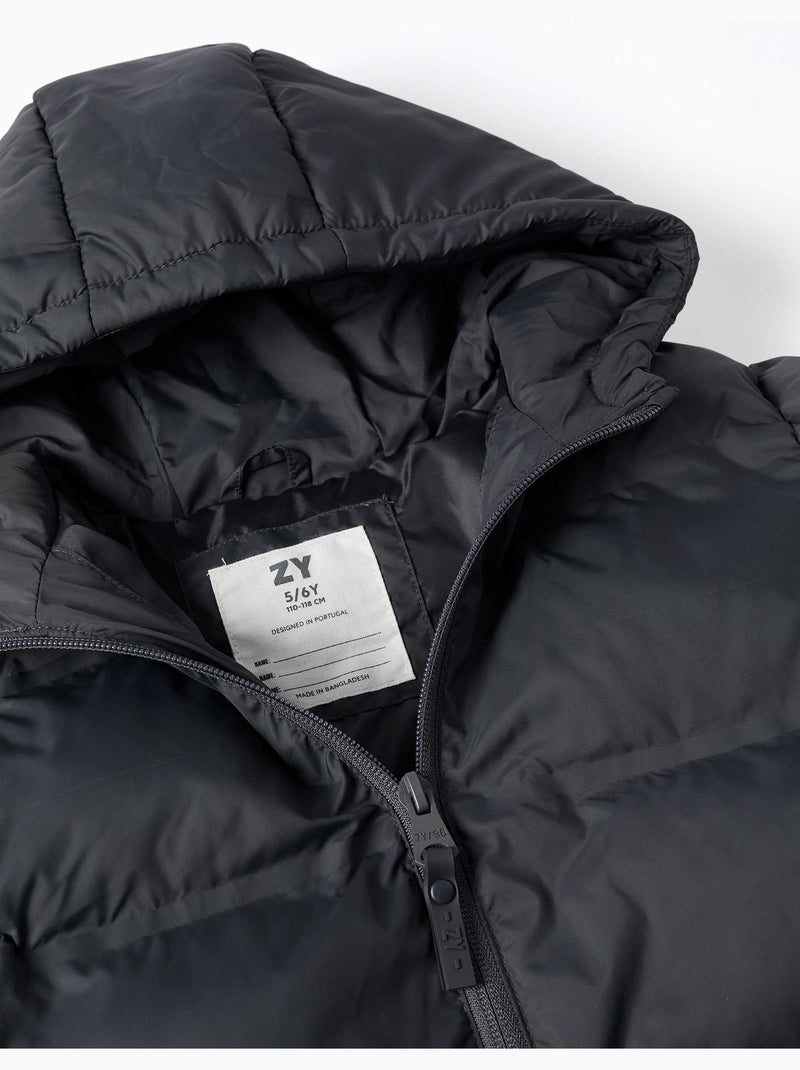 Giacca imbottita termica con cappuccio e tasche Grigio scuro - Kiabi