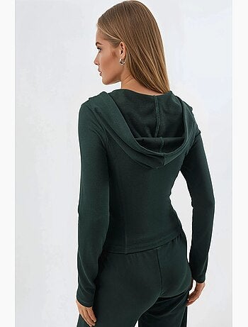 Giacca in cotone aderente con cappuccio e chiusura con zip busem