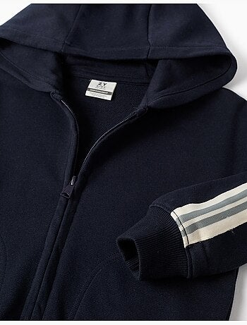 Giacca in cotone con cappuccio con nastro a righe