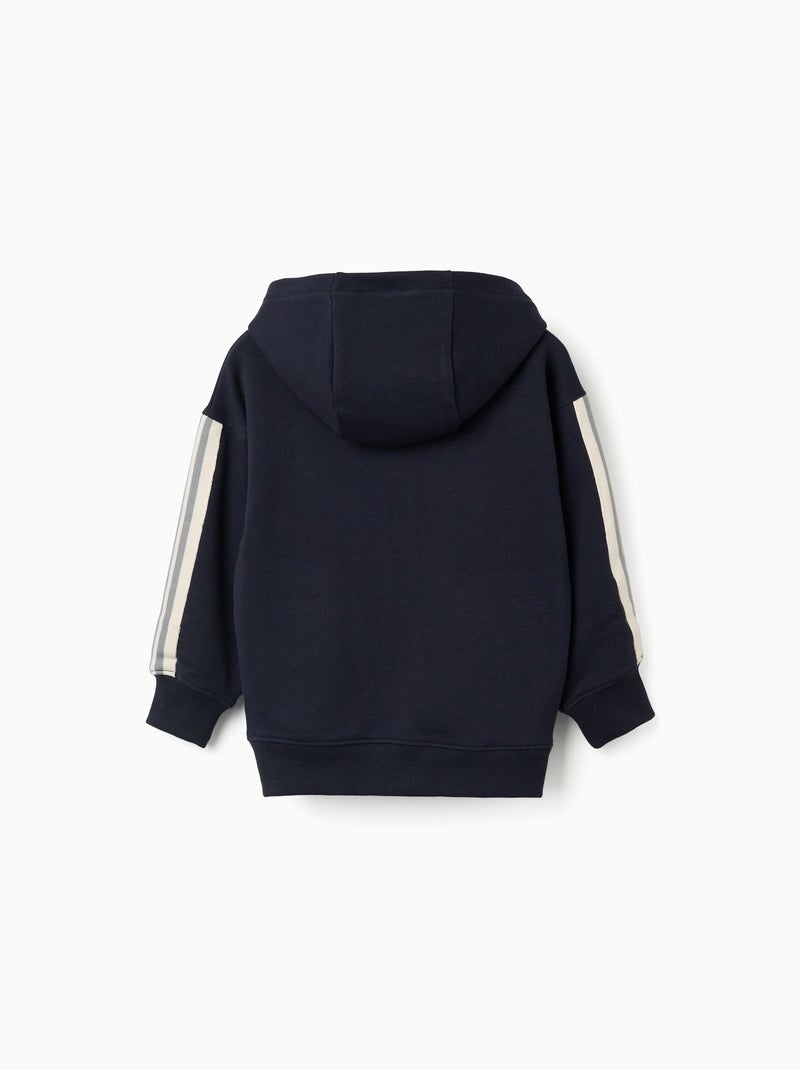 Giacca in cotone con cappuccio con nastro a righe Blu scuro - Kiabi