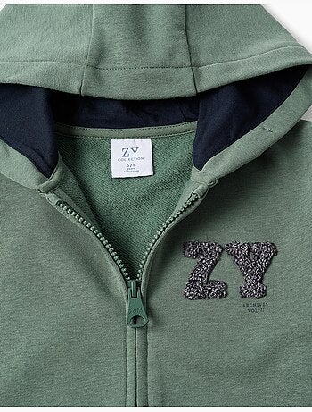 Giacca in cotone con cappuccio con ricamo bouclé ZY