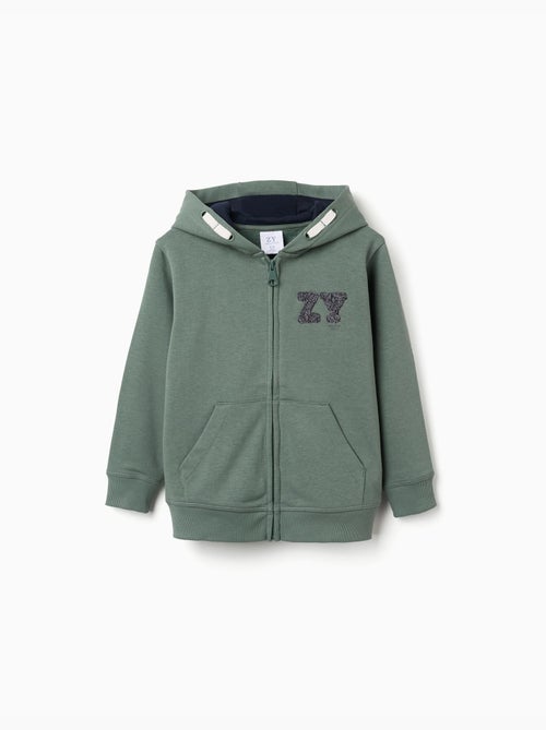 Giacca in cotone con cappuccio con ricamo bouclé zy - Kiabi Giacca in cotone con cappuccio con ricamo bouclé zy - Kiabi