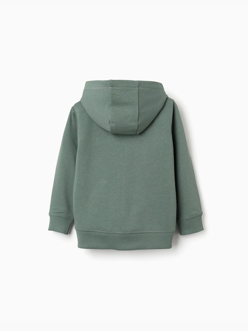 Giacca in cotone con cappuccio con ricamo bouclé ZY Verde scuro - Kiabi