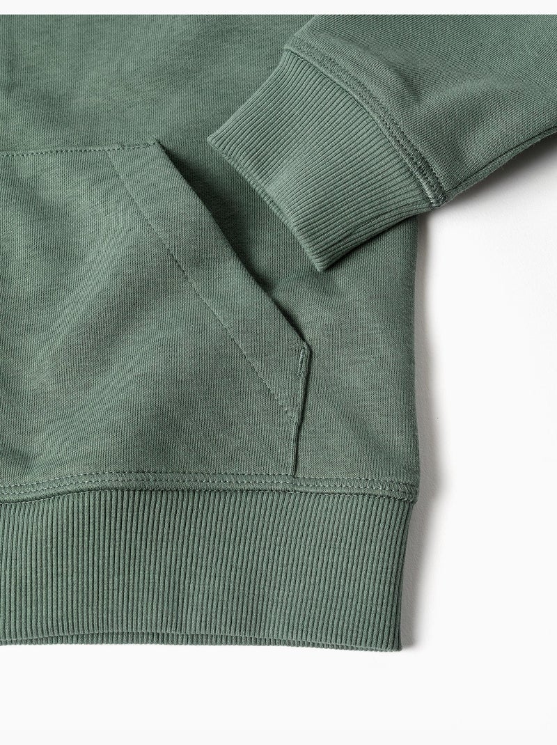 Giacca in cotone con cappuccio con ricamo bouclé ZY Verde scuro - Kiabi