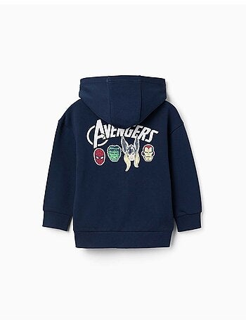 Giacca in cotone con cappuccio con stampe Avengers