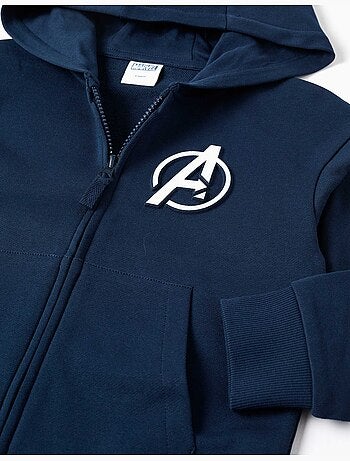 Giacca in cotone con cappuccio con stampe Avengers