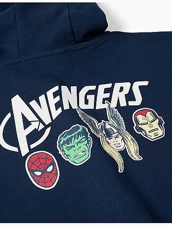 Giacca in cotone con cappuccio con stampe Avengers