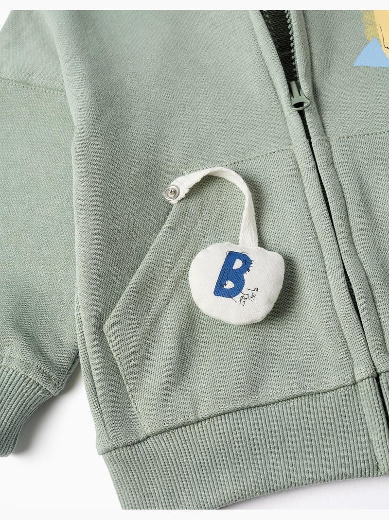 Giacca in cotone con cappuccio e orso stampato Verde - Kiabi