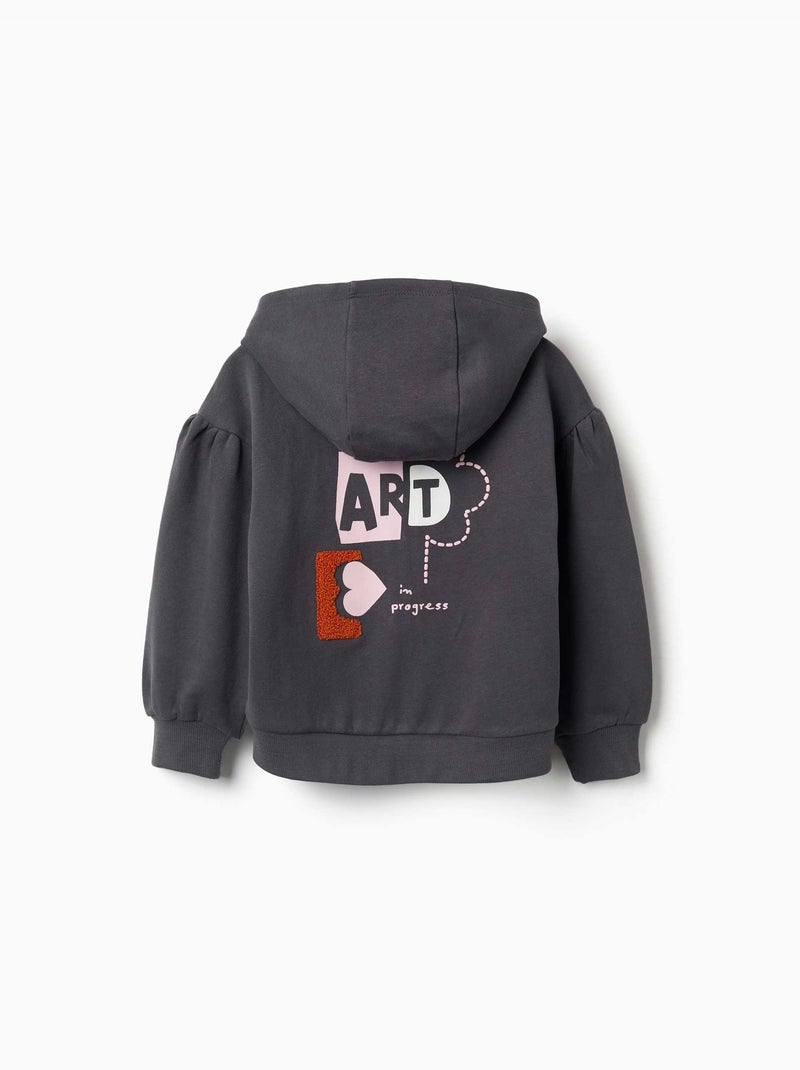 Giacca in cotone con cappuccio e stampa floreale Grigio scuro - Kiabi