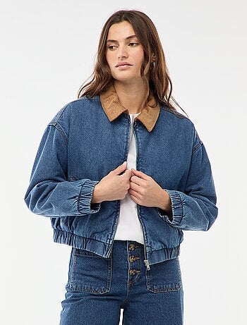 Giacca in cotone con collo in velluto a coste