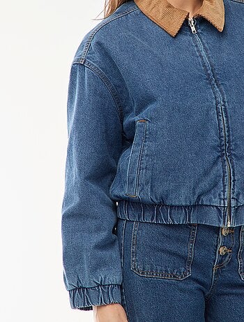 Giacca in cotone con collo in velluto a coste