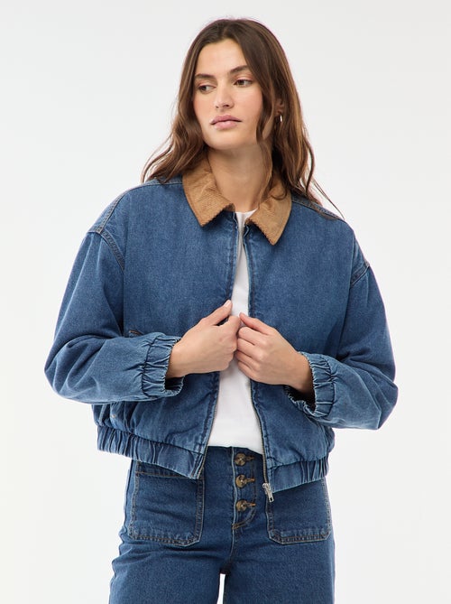 Giacca in cotone con collo in velluto a coste - Kiabi