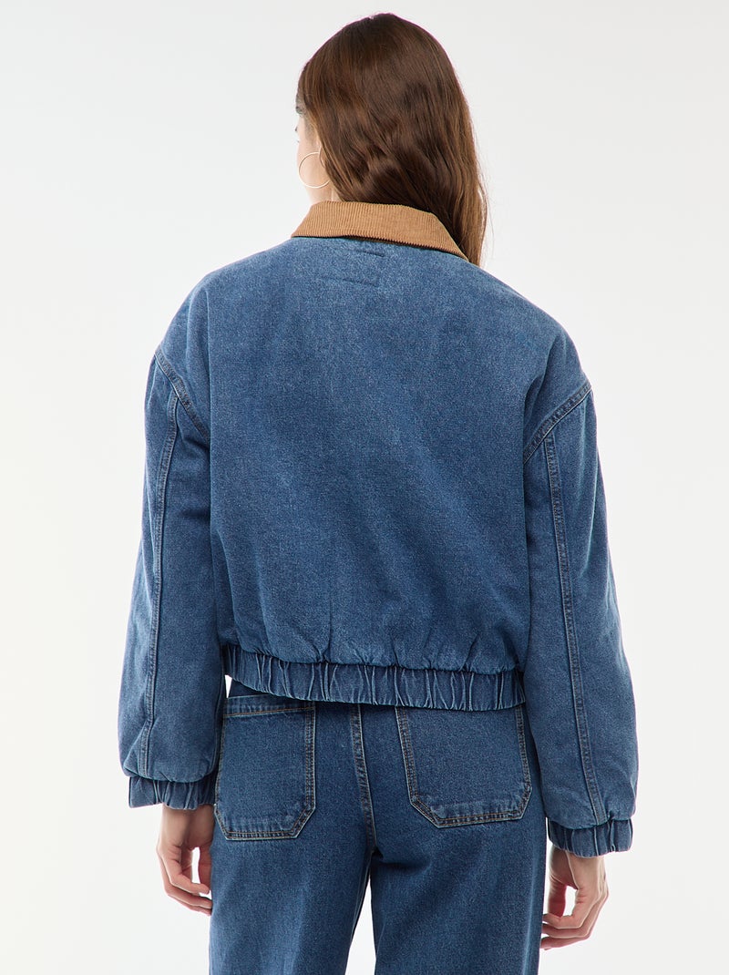 Giacca in cotone con collo in velluto a coste Blu - Kiabi