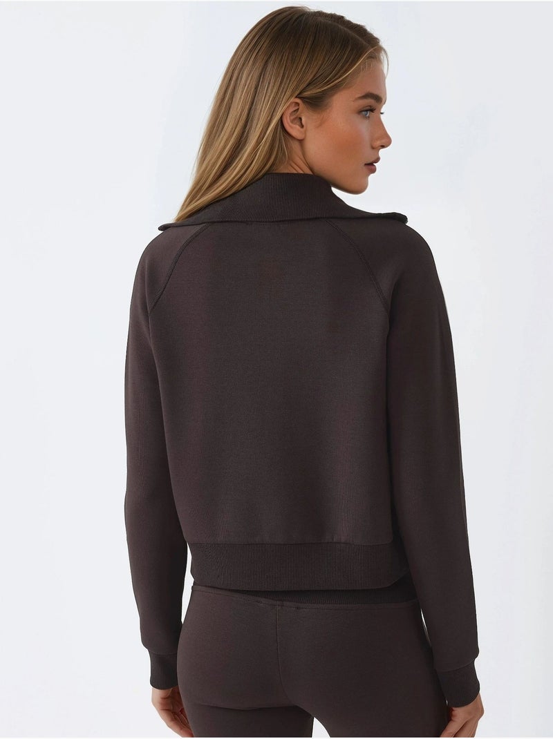 Giacca in cotone con zip e tasche busem Marrone cioccolato - Kiabi