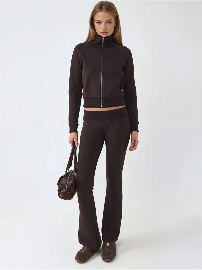 Giacca in cotone con zip e tasche busem Marrone cioccolato - Kiabi