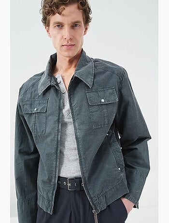 Giacca in cotone dritta con zip giesto