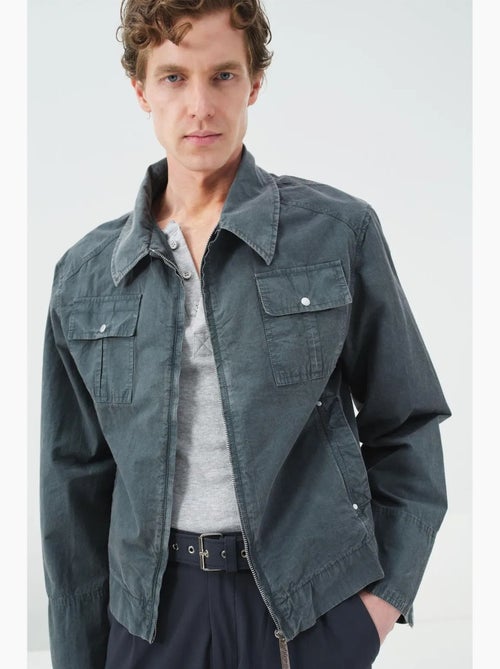 Giacca in cotone dritta con zip giesto - Kiabi Giacca in cotone dritta con zip giesto - Kiabi