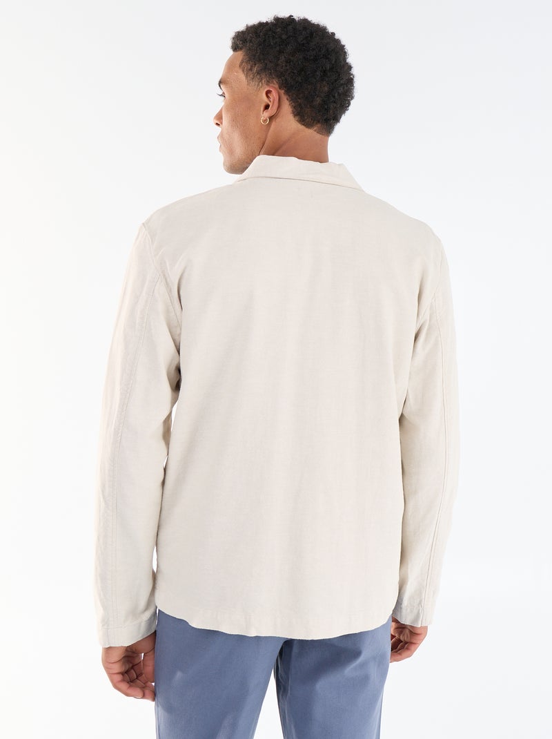 Giacca in cotone e lino con tasche applicate Beige - Kiabi