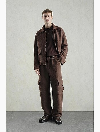 Giacca in cotone jacquard testurizzato giesto