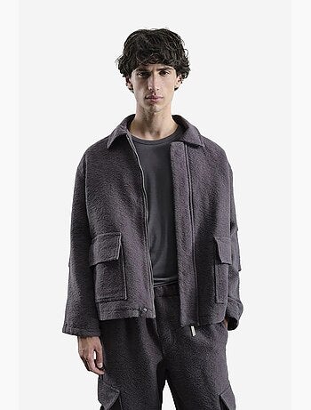 Giacca in cotone testurizzato con zip giesto