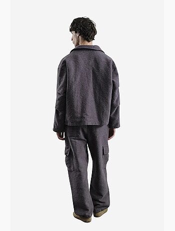 Giacca in cotone testurizzato con zip giesto