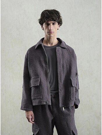 Giacca in cotone testurizzato con zip giesto