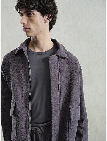 Giacca in cotone testurizzato con zip giesto