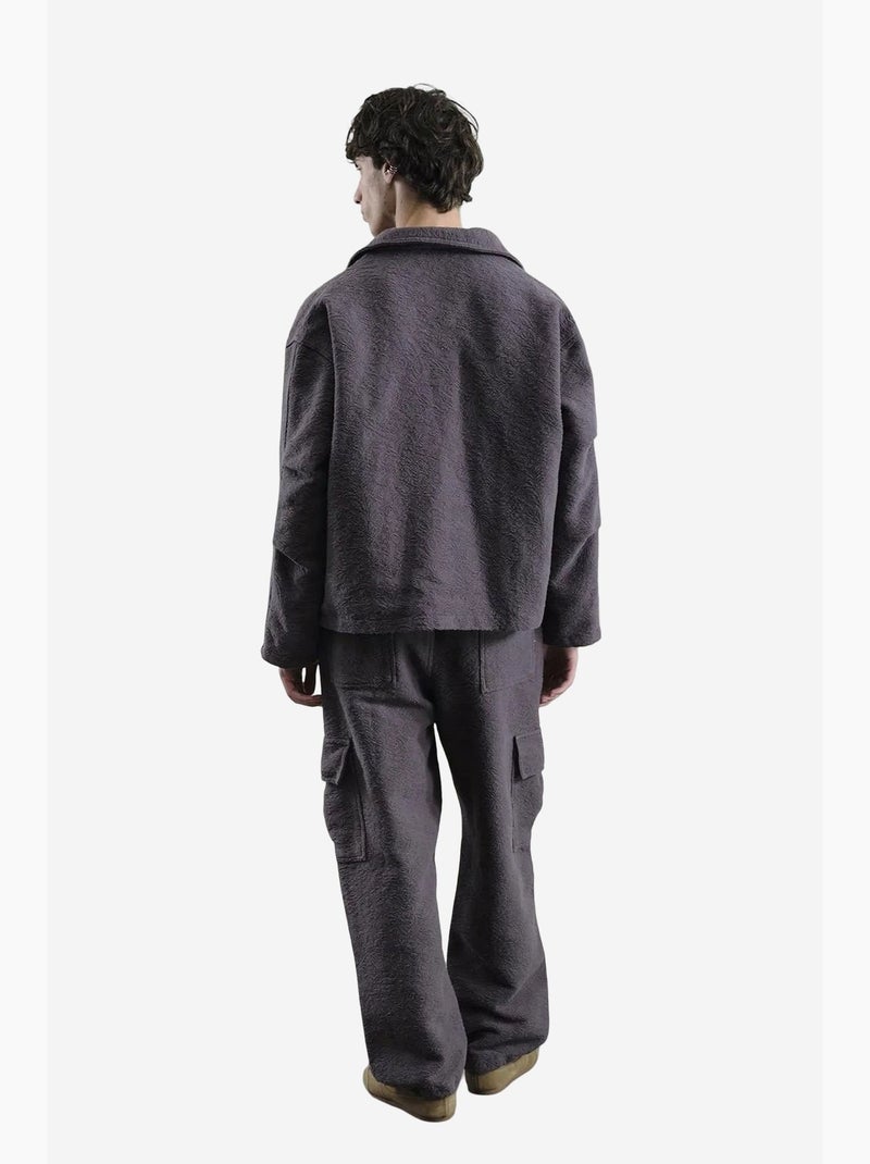 Giacca in cotone testurizzato con zip giesto Grigio - Kiabi