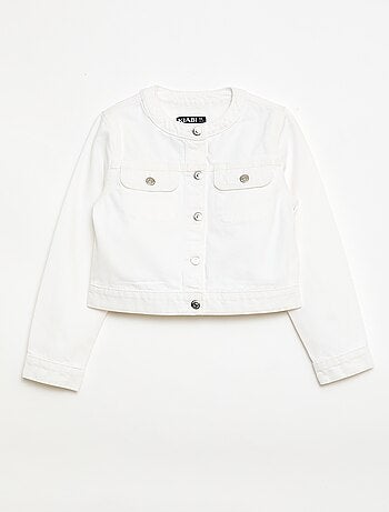 Giacca in denim a collo rotondo