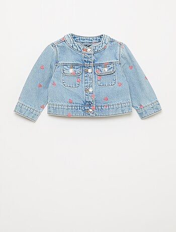 Giacca in denim a collo rotondo