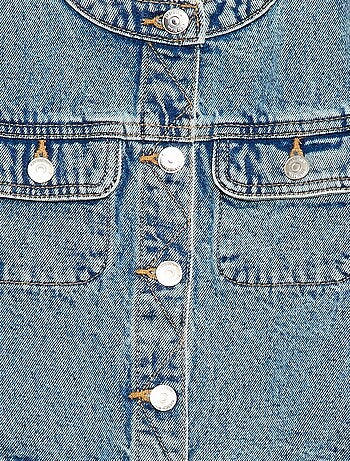 Giacca in denim a collo rotondo
