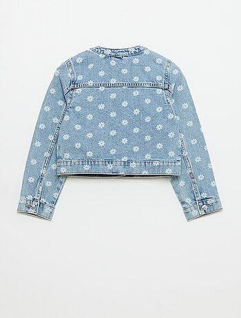 Giacca in denim a collo rotondo