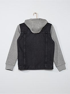 Ragazzo 10-18 anni - Giacca in denim bimateriale con cappuccio - Kiabi
