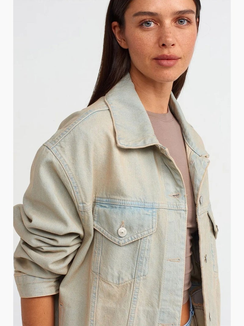 Giacca in denim con bottoni dilvin Sabbia - Kiabi