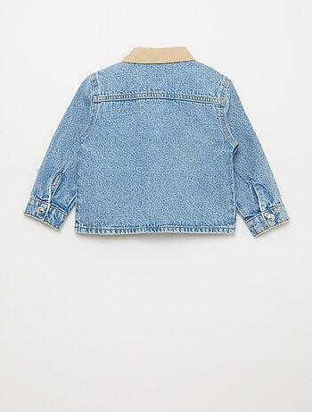 Giacca in denim con colletto a punte libere a contrasto
