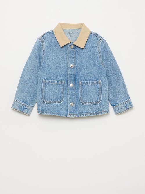 Giacca in denim con colletto a punte libere a contrasto - Kiabi