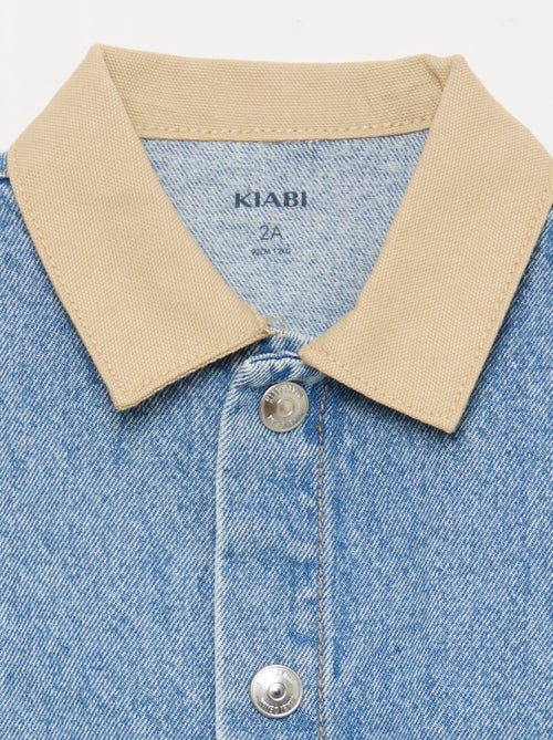 Giacca in denim con colletto a punte libere a contrasto - Kiabi
