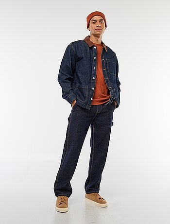 Giacca in denim con collo in velluto a coste