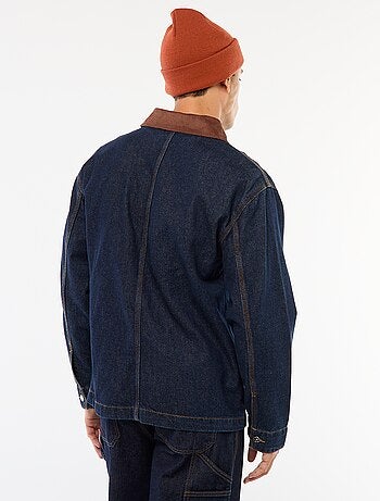Giacca in denim con collo in velluto a coste