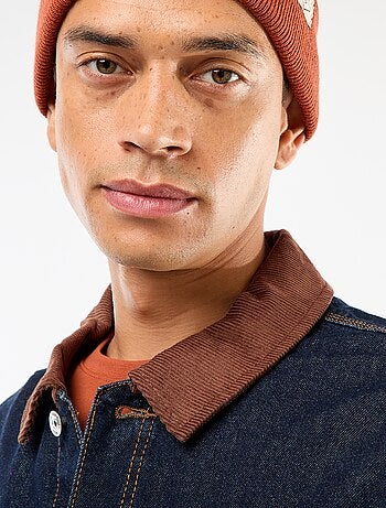 Giacca in denim con collo in velluto a coste