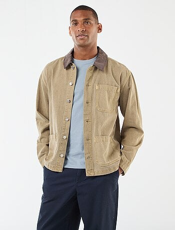 Giacca in denim con collo in velluto a coste