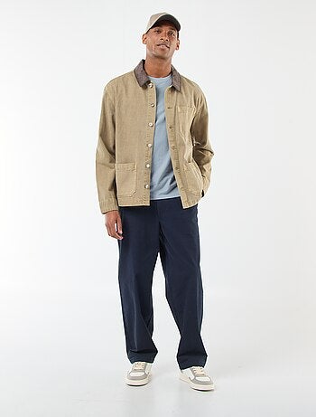 Giacca in denim con collo in velluto a coste