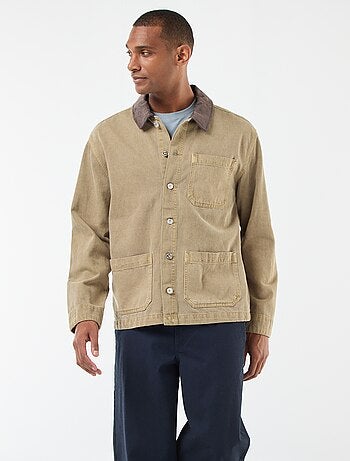 Giacca in denim con collo in velluto a coste