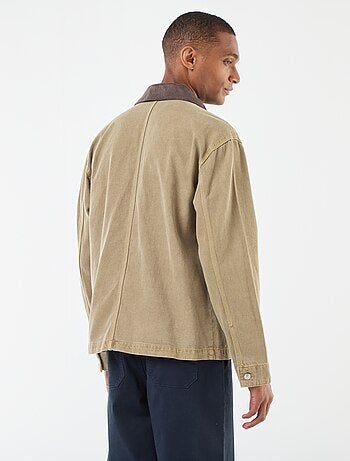 Giacca in denim con collo in velluto a coste