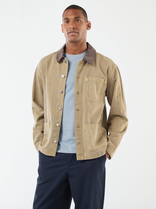 Giacca in denim con colletto in velluto a coste - Kiabi