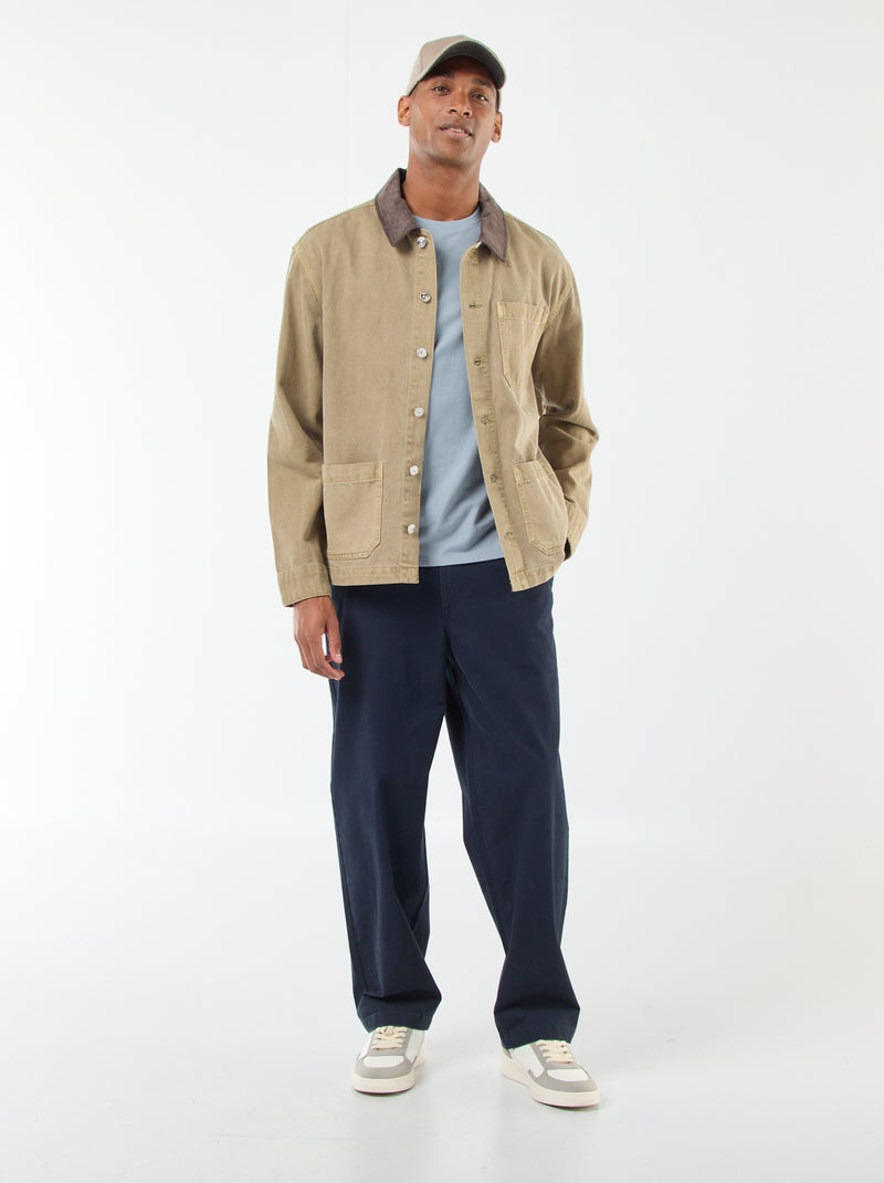 Giacca in denim con colletto in velluto a coste Kaki - Kiabi