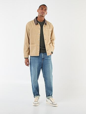 Giacca in denim con collo in velluto a coste