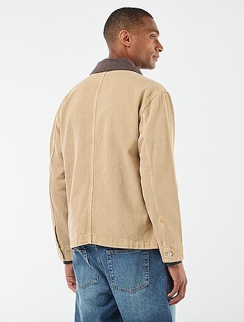 Giacca in denim con collo in velluto a coste